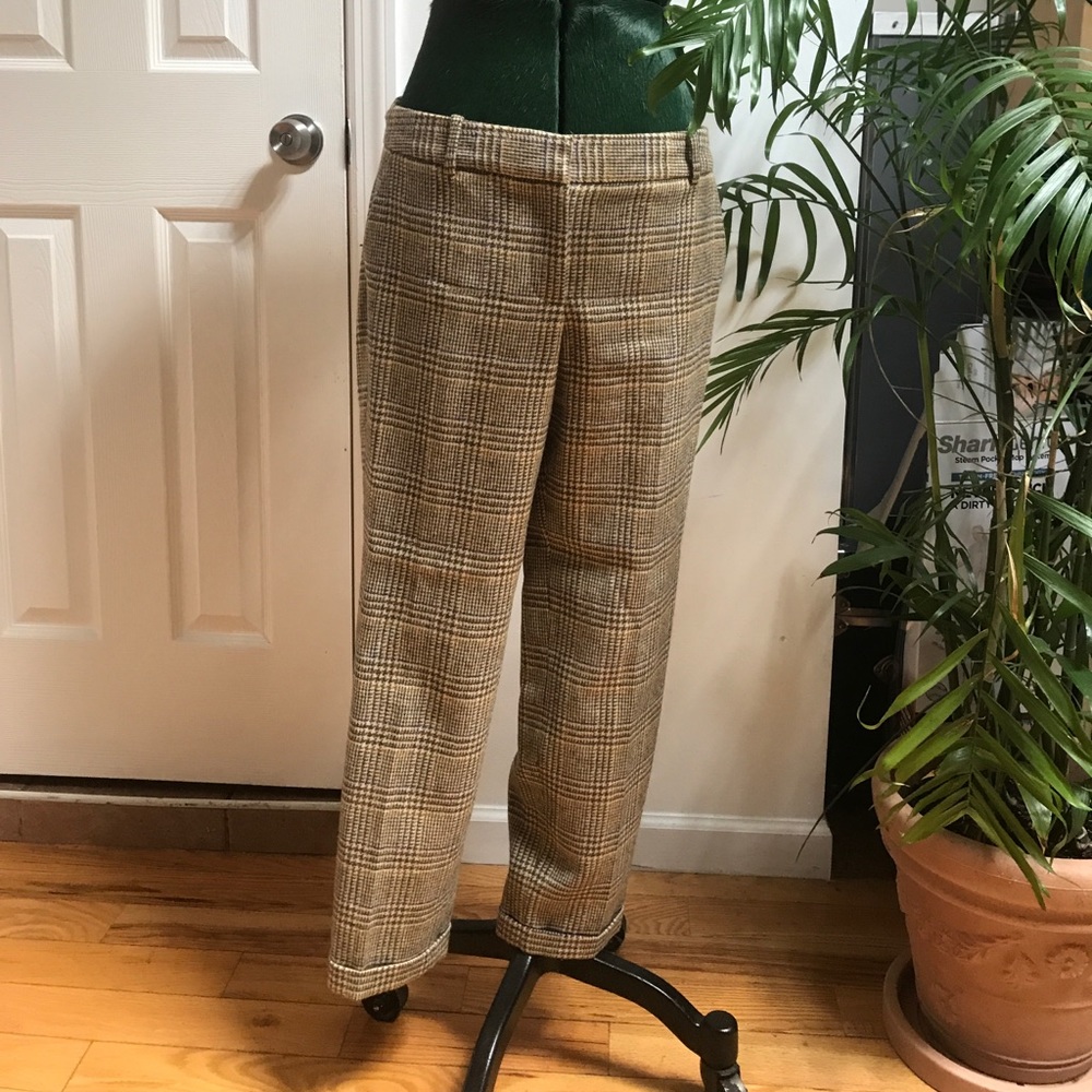 Checkered plaid wool pants